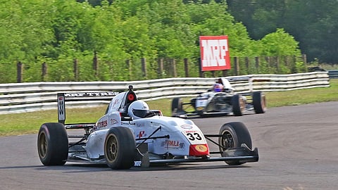 Pune's Saishiva Sankaran (33), winner of the MRF F2000 race