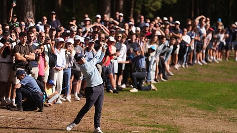 Matt Fitzpatrick of England on the 11th fairway on day four of the PGA Championship at Wentworth Golf Club in Virginia Water, England