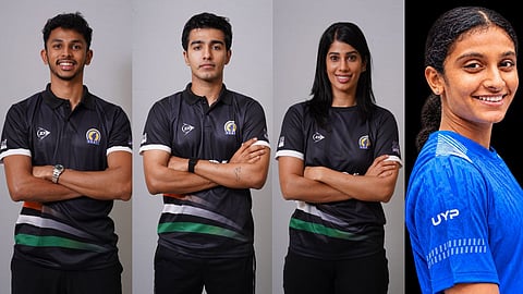 (L-R) Velavan Senthilkumar, Abhay Singh, Joshna Chinappa and Shamina Riyas.