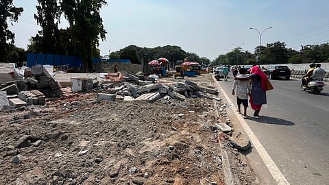 Construction materials kept along the roadside