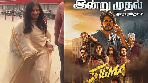 Sangeetha watches son Jason Sanjay’s ‘Sigma’ at Kamala Theatre in Vadapalani
