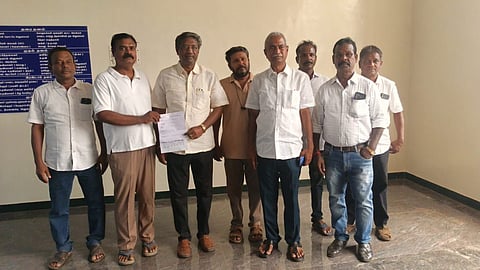 Minibus owners association at Thanjavur Collectorate on Monday


