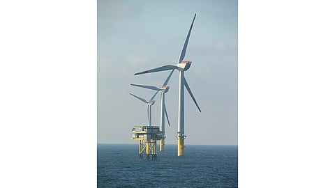 The first offshore wind farm, 'Alpha Ventus', can be seen in the picture in the North Sea of ​​Germany