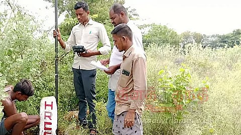 Government land getting measured by officials.