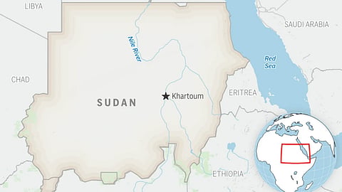 This is a locator map for Sudan with its capital, Khartoum