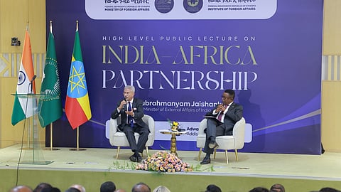  Union External Affairs Minister S Jaishankar addresses a gathering at the Adwa Victory Memorial Museum, in Addis Ababa, Ethiopia.