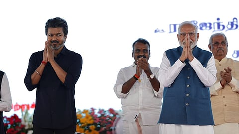 CM Vijay and PM Modi at the foundation stone laying event at the IIT Madras in Chennai on October 11.  