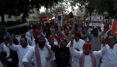 Opposition MPs of the INDIA bloc on Monday converged at the Constitution Club