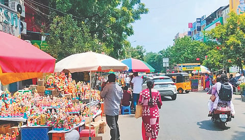 Golu shops put up by hawkers on North and South Mada streets