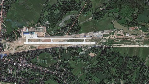 This satellite image provided by Vantor shows shows Ben Keun airport in Laos, Cambodia.