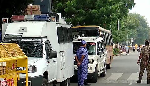 Security at Connaught Place ahead of Lehra Do Tiranga march