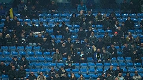 Half-empty stands during Manchester City's Champion league clash against AEK Athens
