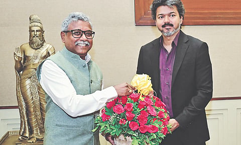 Southern Railway GM U Subba Rao called on Chief Minister Vijay on Thursday