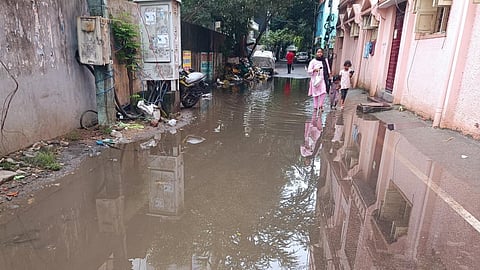 rainwater staggned in streets of Kodambakkam
