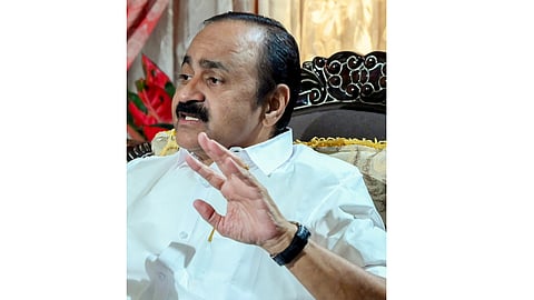 Keralam Chief Minister VD Satheesan speaks during an interview with PTI at his official residence, in Thiruvananthapuram, Friday, Oct. 9, 2026