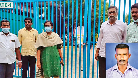 Private factory in the Manamadurai SIPCOT industrial area sealed (inset) Jesudas  