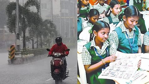 L-R Rain and school students