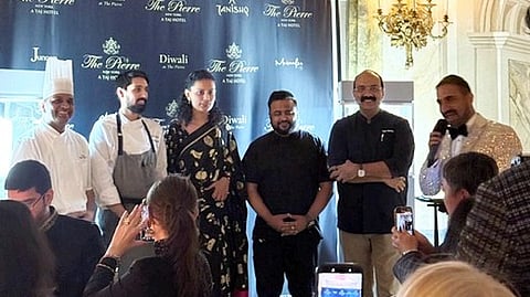 New York: Members of the Indian community during a 'Diwali' culinary collaboration event, at the Pierre, A Taj Hotel, in New York, US. (PTI Photo/Yoshita Singh)