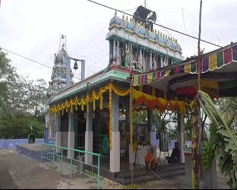 A view of Murugan temple atop Asiriri hill, Katpadi