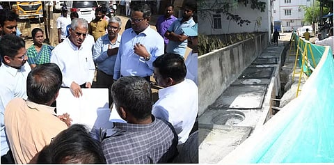 Chief Secretary Shiva Das Meena inspects storm water drain works