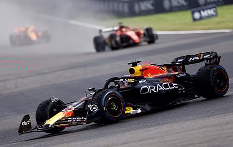 Max Verstappen competes during the sprint race