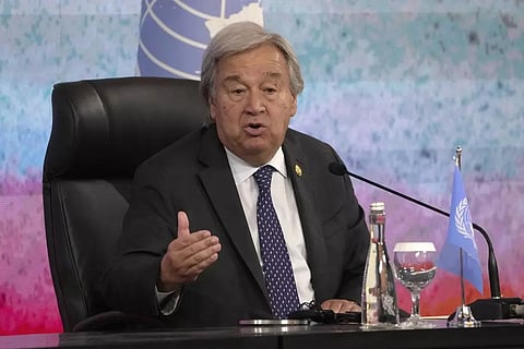 UN chief Antonio Guterres speaks to the media on the sidelines of the ASEAN Summit