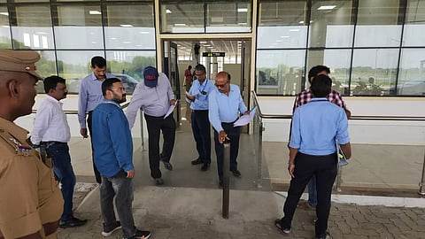 AAI security officials inspecting the Vellore airport
