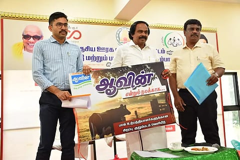 Milk and Dairy Development Minister T Mano Thangaraj at a skill workshop for workers of milk producer unions in Madurai on Friday