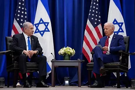 US President Joe Biden holds a bilateral meeting with  Israeli Prime Minister Benjamin Netanyahu in New York City (file)