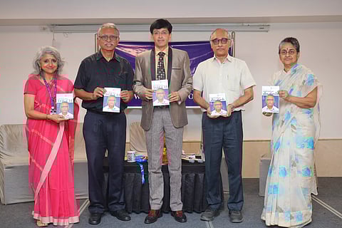 GCC Commissioner J Radhakrishnan attended the book launch held at a private hotel in the city
