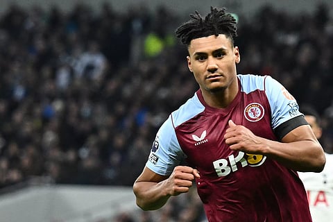 Ollie Watkins celebrates after scoring Villa’s second goal