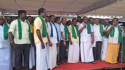 Farmers supporting SIPCOT expansion holding a meeting