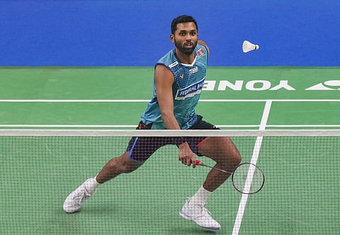 HS Prannoy in action during his first round match