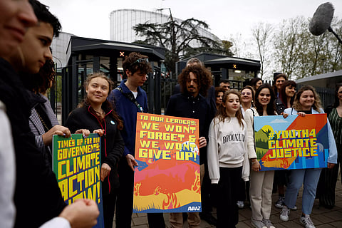 Greta Thunberg and other climate activists at the European Court of Human Rights (ECHR) in Strasbourg