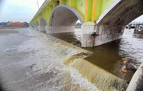 Heavy flow seen in Vaigai river on Sunday