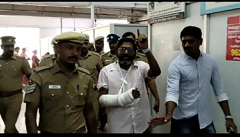 YouTuber ‘Savukku’ Shankar being taken to CMCH for a medical examination in Coimbatore on Monday