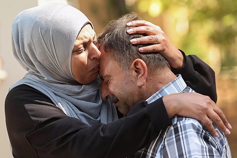 Mourners at the funeral of people killed in an Israeli attack&nbsp;