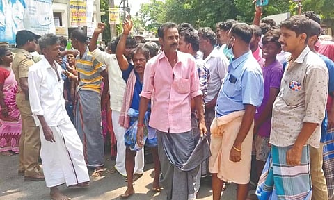 Family members gathered in front of the GH staged a protest