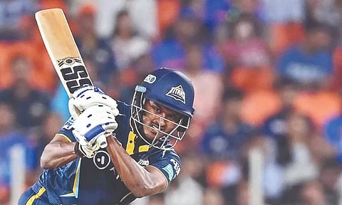 Shubman Gill (right) celebrates his ton; B Sai Sudharsan played second fiddle to perfection