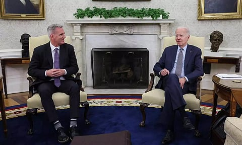 U.S. President Joe Biden with House Speaker Kevin McCarthy&nbsp;