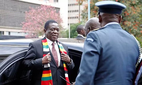 Zimbabwe President Emmerson Mnangagwa arrives for the presentation of the 2020 National Budget at Parliament Building in Harare, Zimbabwe&nbsp; (REUTERS)