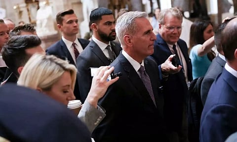 U.S. House Speaker Kevin McCarthy (R-CA) returns to his office from the House floor at the U.S.