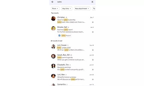 Now get most relevant Gmail search results on phone