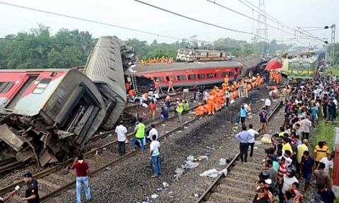 Visual from the train accident site. (ANI)