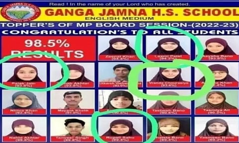 Poster of topper students of Ganga Jamna school in Damoh