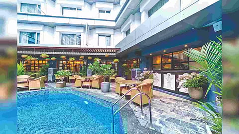 Pool side seating at Mustard