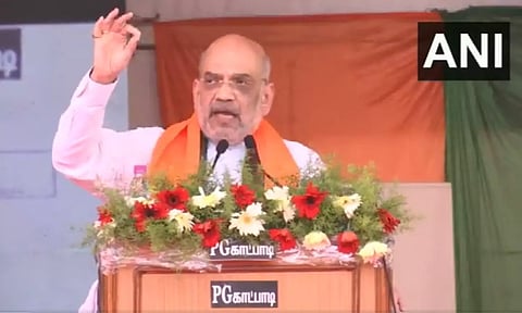 Senior BJP leader and Union Home Minister Amit Shah in Vellore. (ANI)