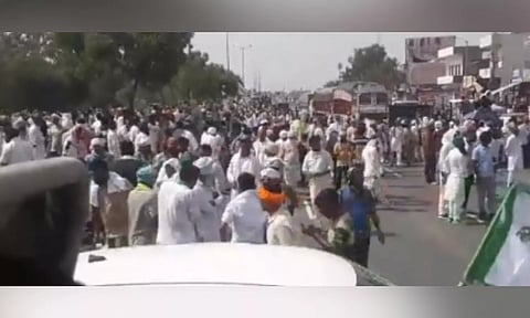 Farmer's protest on National Highway-44&nbsp; in Haryana's Kurukshetra