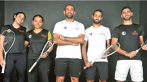 Mohamed Elkeiy with members of Egypt’s World Cup squad