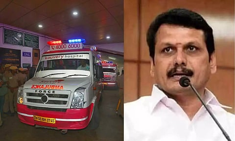 Senthilbalaji being shifted to a private hospital from Omadurar Multi Super Specialty Hospital. (ANI)